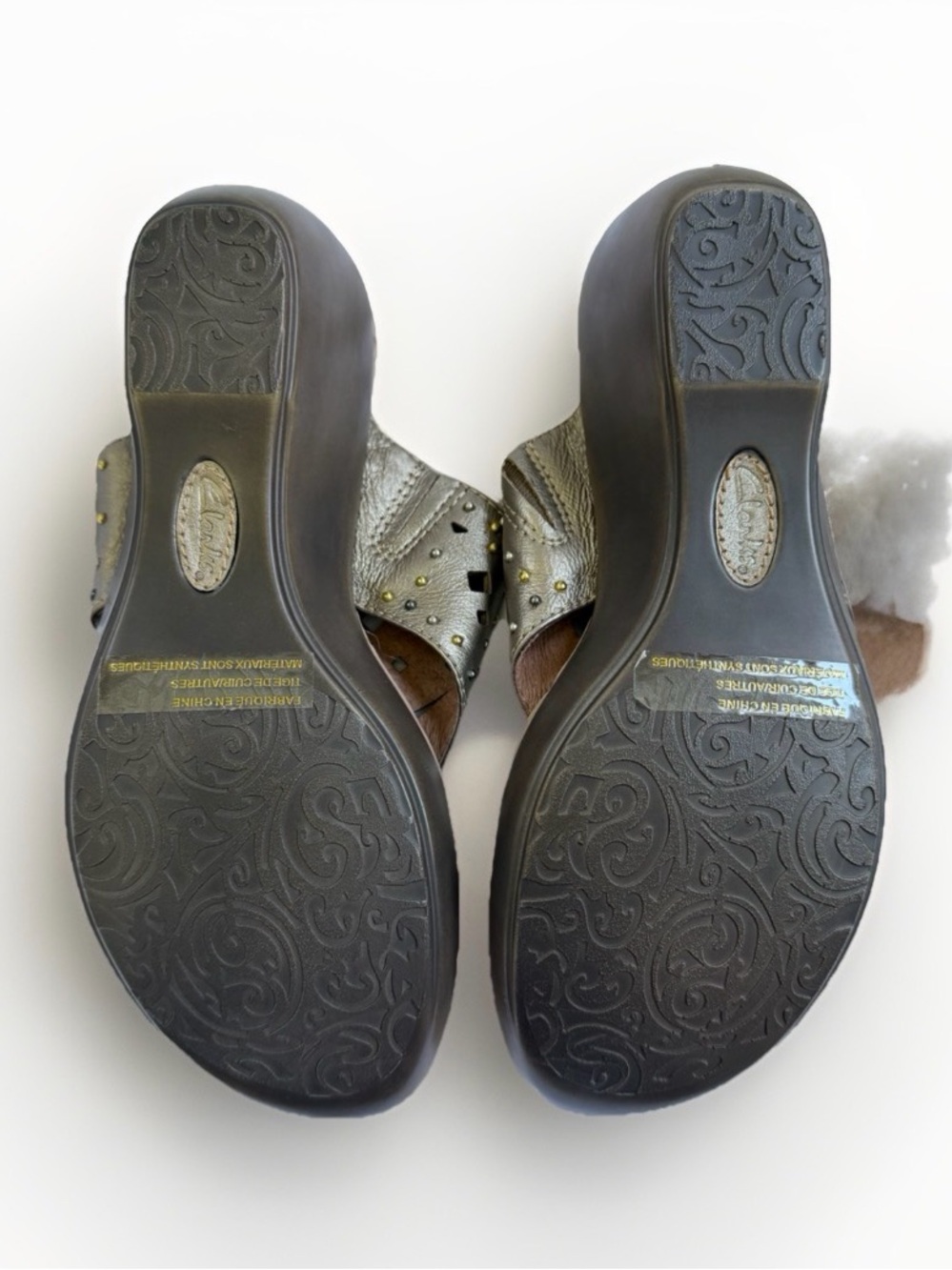 Clarks Artisan Embellished Leather Wedge Comfort Sandals Boho Summer Festival 8M - Picture 8 of 11